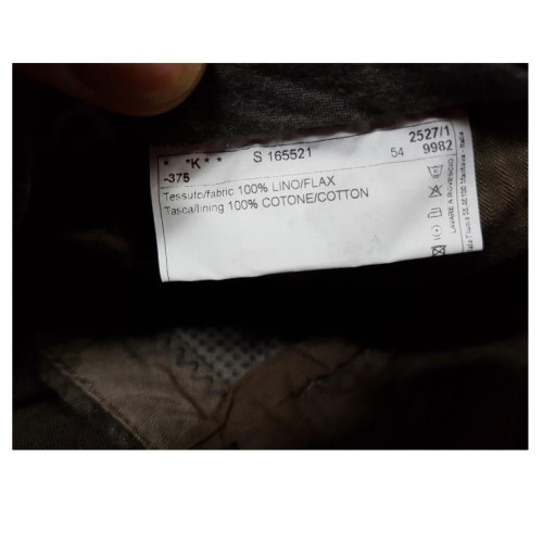 LUIGI BIANCHI pantalone colore moro 100% puro lino vestibilità slim
