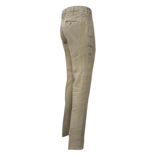LUIGI BIANCHI pantalone colore beige 100% puro lino vestibilità slim