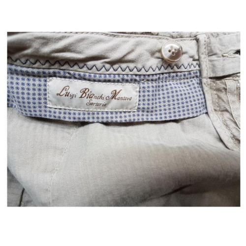 LUIGI BIANCHI pantalone colore beige 100% puro lino vestibilità slim