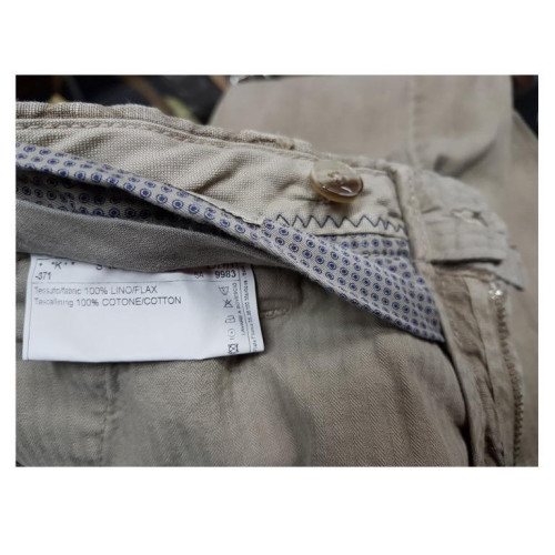 LUIGI BIANCHI pantalone colore beige 100% puro lino vestibilità slim