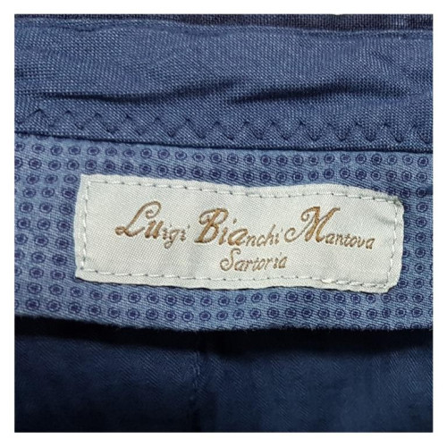 LUIGI BIANCHI pantalone colore blu 100% puro lino vestibilità slim