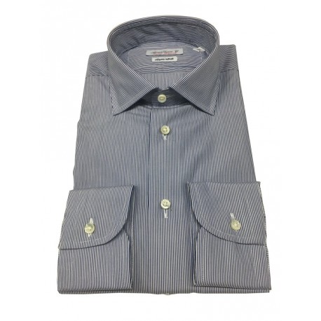 BRANCACCIO man shirt blue / white 100% cotton DOUBLE RETURN Slim fit