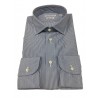 BRANCACCIO man shirt blue / white 100% cotton DOUBLE RETURN Slim fit