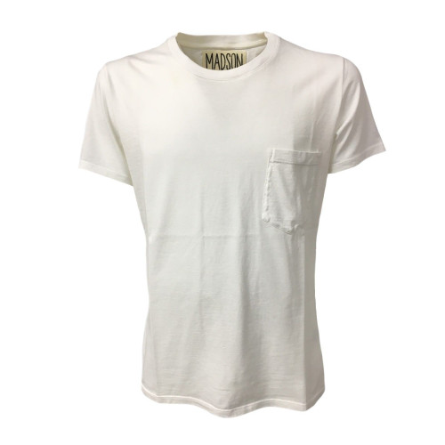 BKØ t-shirt uomo bianca con taschino mod DU17355 100% cotone MADE IN ITALY