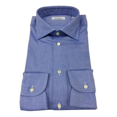 BRANCACCIO camicia uomo oxford celeste 100% cotone vestibilità regolare slim