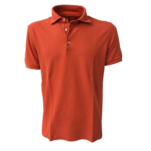 DELLA CIANA polo uomo mezza manica arancio 100% cotone vestibilita slim