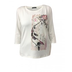 ELENA MIRÒ woman ecru t-shirt with 97% viscose 3% elastane applications