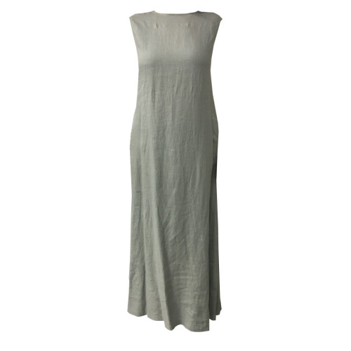 ASPESI long sleeveless woman dress mod H613 C195 100% linen MADE IN ITALY