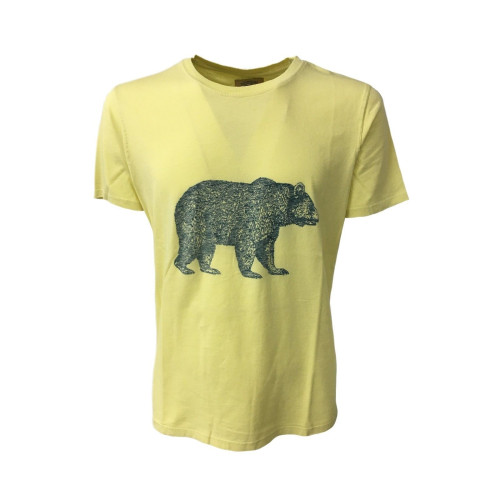 VINTAGE 55 man t-shirt yellow mod BEAR 100% cotton