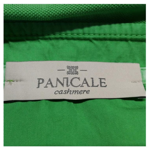 PANICALE man half sleeve polo shirt with side slits green 100% cotton