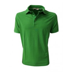 PANICALE man half sleeve polo shirt with side slits green 100% cotton