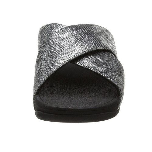 FIT FLOP woman flip flop black shimmer print LULU CROSS SLIDE K59-547