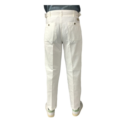 MANIFATTURA CECCARELLI pants man with side pockets cream mod 6515 76% cotton 24% linen MADE IN ITALY