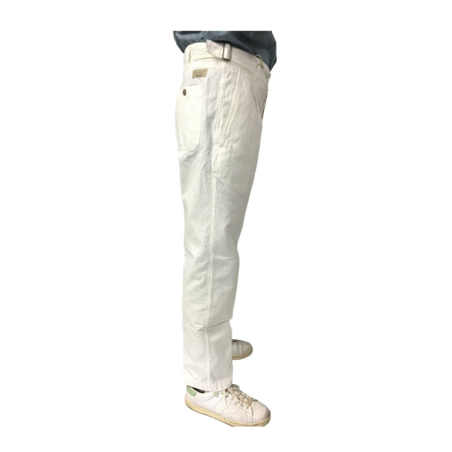 MANIFATTURA CECCARELLI pants man with side pockets cream mod 6515 76% cotton 24% linen MADE IN ITALY