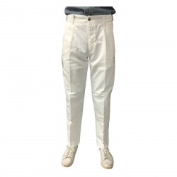 MANIFATTURA CECCARELLI pants man with side pockets cream mod 6515 76% cotton 24% linen MADE IN ITALY