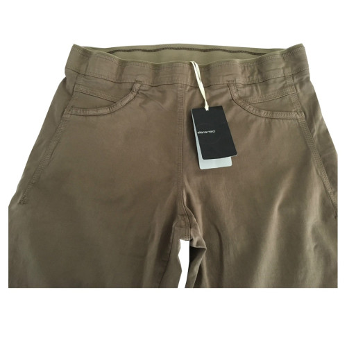 ELENA MIRO' pantalone donna tortora con elastico 98 % cotone 2 % elastan