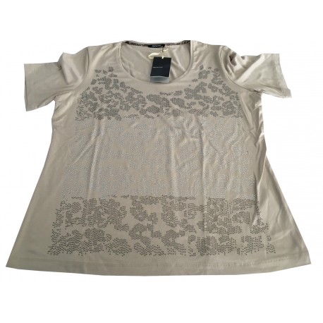 ELENA MIRO' woman t-shirt beige half sleeve with rhinestone 95% viscose 5% elastane