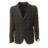 L.B.M 1911 brown/ blue / dark red  checked jacket man 64% cotton 29% linen