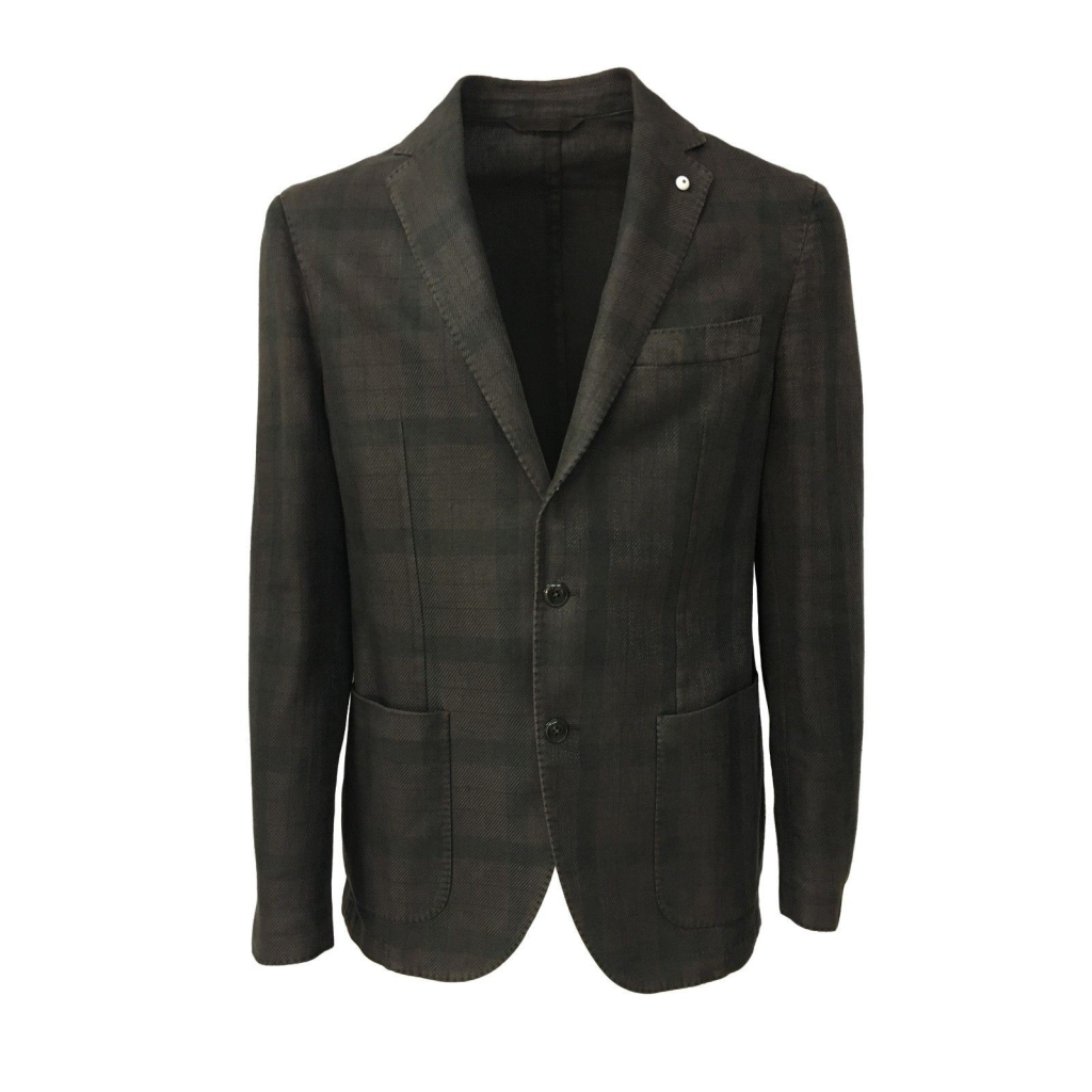 L.B.M 1911 men's brown/green jacket unlined 60% cotton 40% linen mod 2837 L.B.M 1911 men's brown/green jacket unlined 60% cotton 40% linen mod 2837