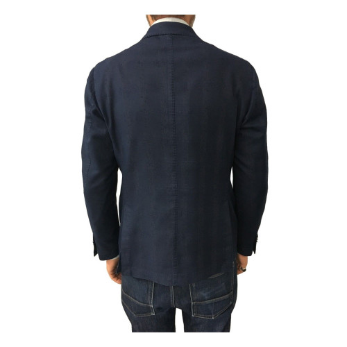 L.B.M. 1911 giacca uomo sfoderata blu operata 78% cotone 18% lino slim fit 2875