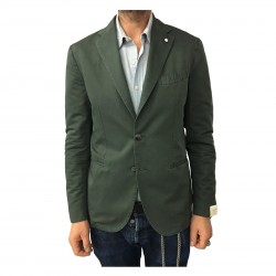 L.B.M. 1911 giacca uomo sfoderata verde 79% cotone 21% lino mod 2857 slim fit