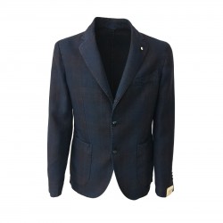 L.B.M 1911 men's green jacket blue/bordeaux unlined 75% linen 25% cotton mod 2857
