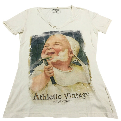 ATHLETIC VINTAGE NEW YORK t-shirt donna mezza manica 100 % cotone MADE IN ITALY