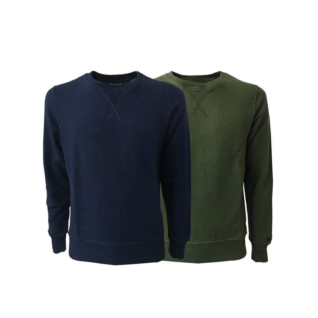 VINTAGE 55 sweatshirt green man brushed 100% cotton slim fit VINTAGE 55 sweatshirt green man brushed 100% cotton slim fit