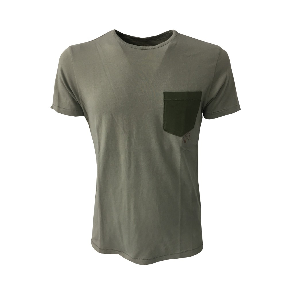 VINTAGE 55 t-shirt half sleeve crew neck military with green pocket 100% cotton VINTAGE 55 t-shirt half sleeve crew neck military with green pocket 100% cotton