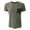 VINTAGE 55 t-shirt uomo mezza manica girocollo militare con taschino verde 100% cotone