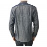 DRAKE’S camicia uomo lino doppio taschino denim mod SHI-SR0HSHL MADE IN ENGLAND