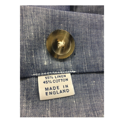 DRAKE’S men's shirt denim mod SHI-SR0HSHL 55% linen 45% cotton MADE IN ENGLAND