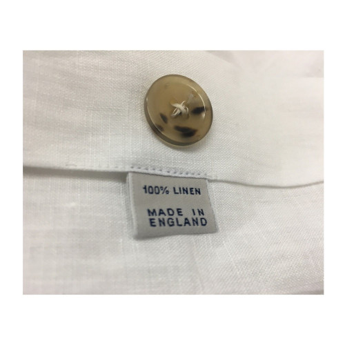 DRAKE’S camicia uomo lino doppio taschino bianco mod SHI-SE0HSH MADE IN ENGLAND