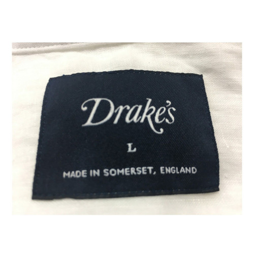 DRAKE’S men's shirt white mod SHI-SE0HSH 100% linen MADE IN ENGLAND