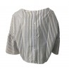 HUMILITY 1949 camicia donna righe manica 3/4 bianco/denim/verde HA6032 100% cotone MADE IN ITALY
