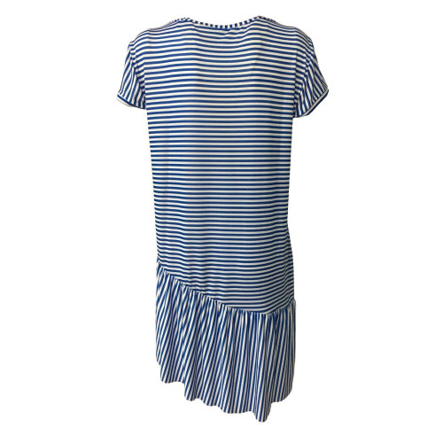 BYE BYE MARY by JUSTMINE woman dress light blue/white lines mod LEMONADE YARA561 MADE IN ITALY