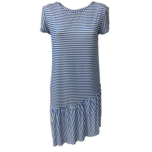 BYE BYE MARY by JUSTMINE woman dress light blue/white lines mod LEMONADE YARA561 MADE IN ITALY