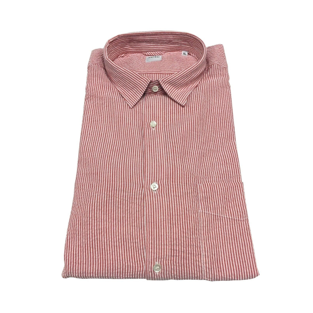 ASPESI camicia uomo righe bianco/antracite con manica lunga e taschino, modello RIDOTTA II CC02 A330 100% cotone