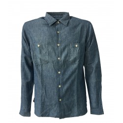 M.I.D.A camicia uomo manica lunga DENIM 75% cotone 25% lino JAPANESE FABRIC