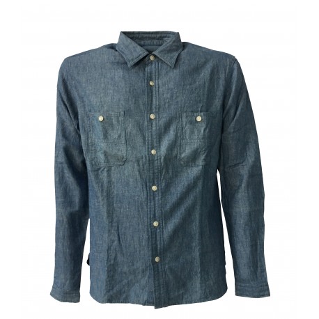 M.I.D.A. man shirt long sleeve DENIM chambray 75% cotton 25% linen JAPANESE FABRIC