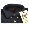 LEE 101 camicia uomo piede de poule denim/blu mod 101 BUTTON DOWN 100% lino regular fit