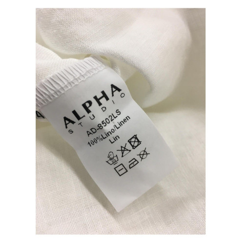ALPHA STUDIO blusa lunga donna ecru con spacco laterale mod AD-8502LS 100% lino