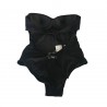 HUITRE costume donna intero nero con tulle push-up mod H105 MADE IN ITALY