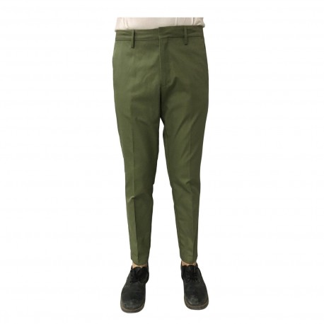 TISSUE' men's trousers green with zip mod TPM00501 100% cotton MADE IN ITALY