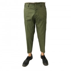 TISSUE’ pantalone uomo verde con bottoni e linguetta dietro mod TPM00600 G001 100% cotone MADE IN ITALY