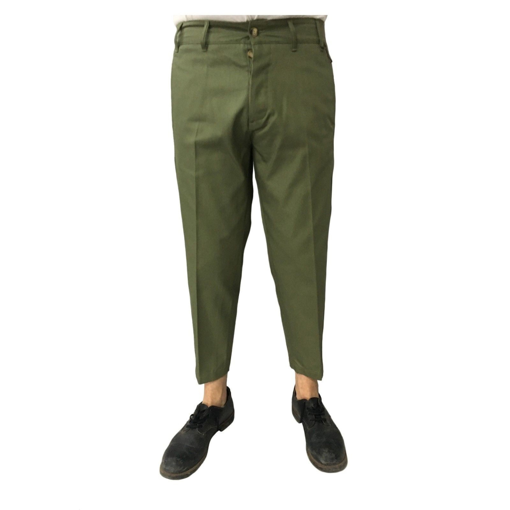 TISSUE' men's trousers green with zip mod TPM00600 G001 100% cotton MADE IN ITALY