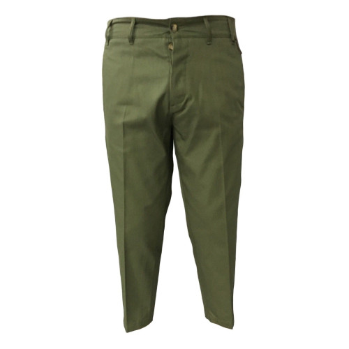 TISSUE’ pantalone uomo verde con bottoni e linguetta dietro mod TPM00600 G001 100% cotone MADE IN ITALY