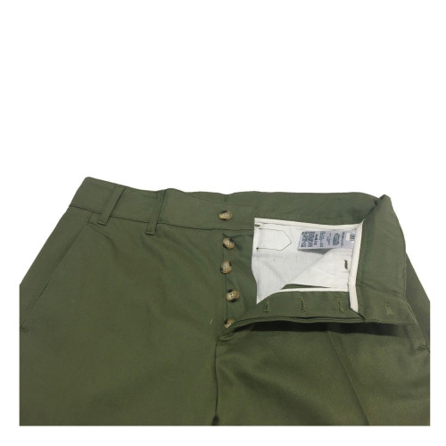 TISSUE’ pantalone uomo verde con bottoni e linguetta dietro mod TPM00600 G001 100% cotone MADE IN ITALY