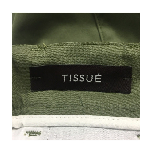 TISSUE’ pantalone uomo verde con bottoni e linguetta dietro mod TPM00600 G001 100% cotone MADE IN ITALY