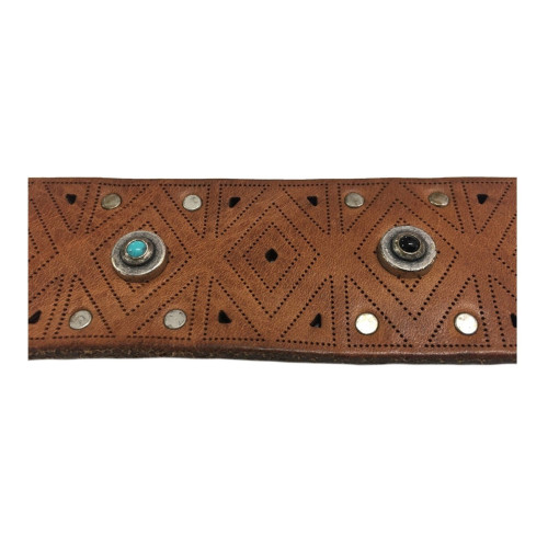 D’AMICO men's belt perforated with application ACU2489 100% leather MADE IN ITALY